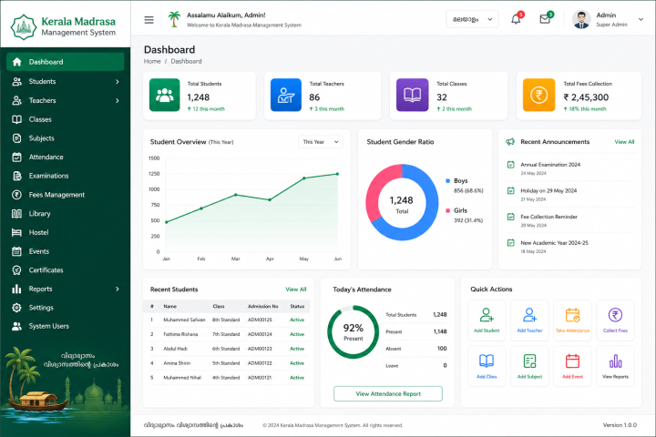 Building Room Rental Software Dashboard