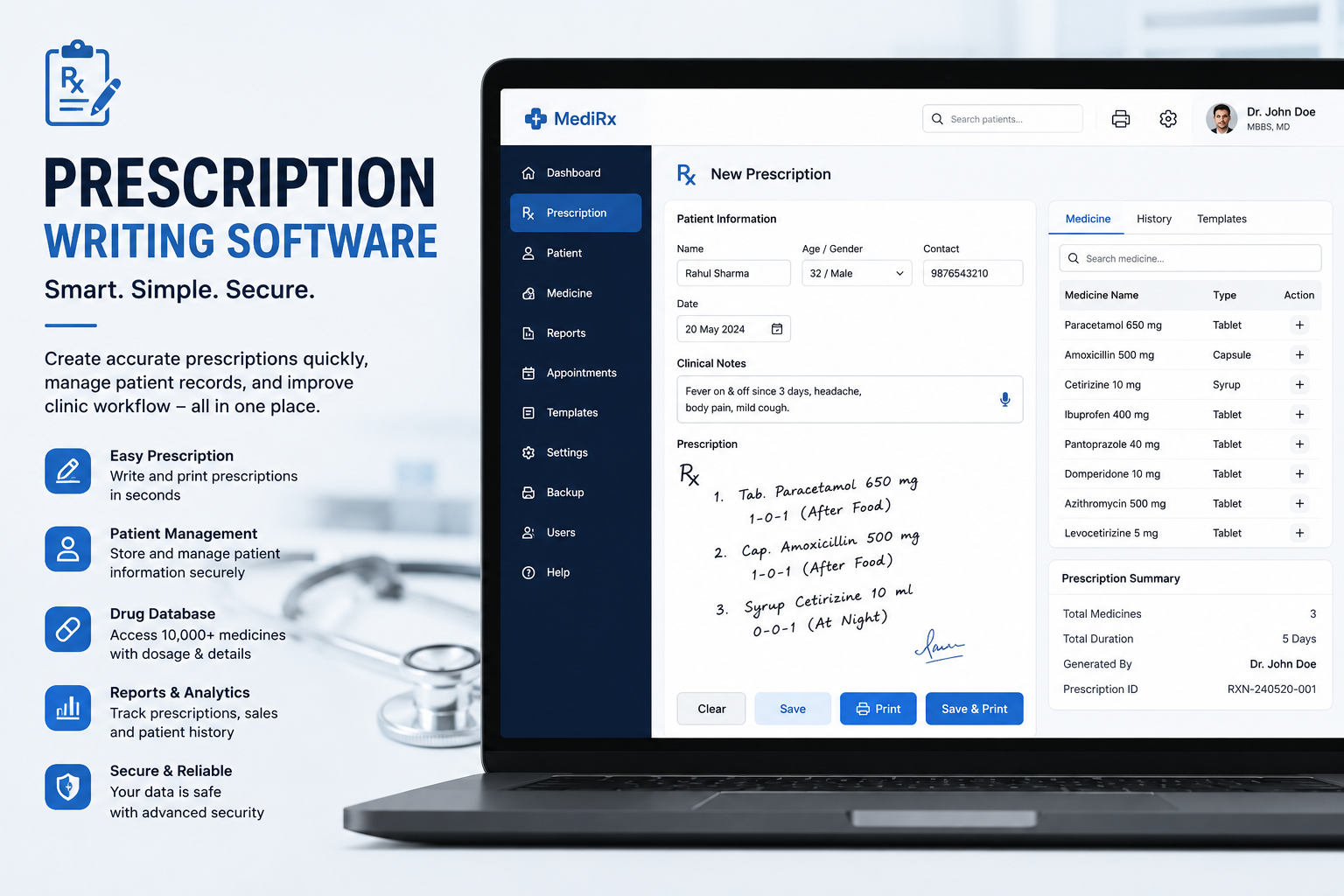 Prescription Writing Software